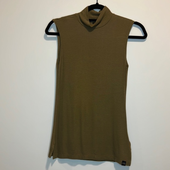 Scotch & Soda Ribbed Long MocNeck Tank.  Sz 1 Moss Green - Picture 1 of 10